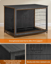 Load image into Gallery viewer, Modern Kennel Side End Table Dog Crate Furniture Double-Door Dog House Ink Black 80 lb