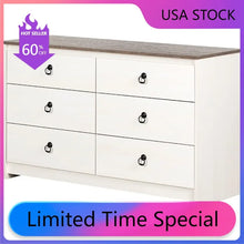 Load image into Gallery viewer, White Wash and Weathered Oak South Shore 6-Drawer Double Dresser