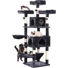 Load image into Gallery viewer, Large 66.3 Inch Cat Tower Multi-Level with Plush Top Perches Sisal Scratching Post Play House