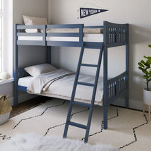 Load image into Gallery viewer, Navy Blue Twin-over-Twin Bunk Bed, Gold Certified, Converts to 2 Twin Beds