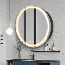 Load image into Gallery viewer, Round Medicine Cabinet: LED Lights, Defogger, Illuminated Mirror, 26