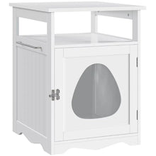 Load image into Gallery viewer, Wooden Cat Litter Box Enclosure with Open Shelf | White