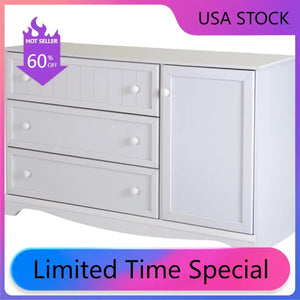 Pure White 3-Drawer Dresser with Door