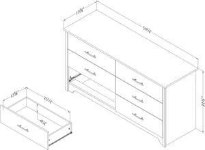 South Shore Fusion 6-Drawer Double Dresser, Gray Oak - Bedroom Furniture