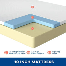 Load image into Gallery viewer, Single 10&quot; Gel Memory Foam Mattress - Medium Firmness, Cool Sleep, Shipped in Box