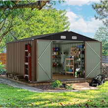 Load image into Gallery viewer, Metal Outdoor Storage Shed 10x10 FT, Patio Garden Shed, Durable Storage House