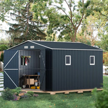 Load image into Gallery viewer, 10x12x7.5ft Steel Outdoor Storage Shed - Lockable Doors, Garden Backyard Patio Utility