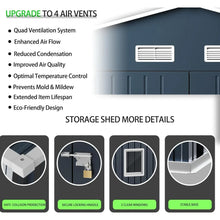 Load image into Gallery viewer, 10x12x7.5ft Steel Outdoor Storage Shed - Lockable Doors, Garden Backyard Patio Utility