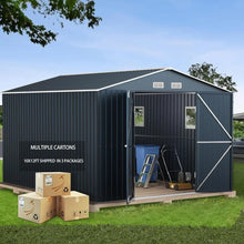 Load image into Gallery viewer, 10x12x7.5ft Steel Outdoor Storage Shed - Lockable Doors, Garden Backyard Patio Utility