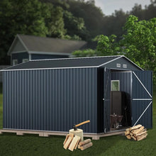 Load image into Gallery viewer, 10x12x7.5ft Steel Outdoor Storage Shed - Lockable Doors, Garden Backyard Patio Utility