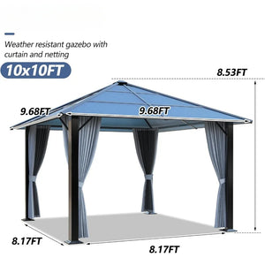 10'x10' Outdoor Gazebo with Roof, Breathable Mesh Sides, and Privacy Curtains