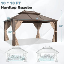 Load image into Gallery viewer, 10&#39;x13&#39; Galvanized Steel Outdoor Gazebo - Double Roof Aluminum Frame, Canopy with Netting