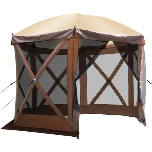 10ft Pop Up Canopy Gazebo w/2 Wind Panels - Outdoor Shelter Tent with Ground Stakes, Bag