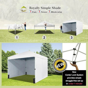 Durable 10x10 Commercial Canopy Tent, Instant Pop Up with Center Lock & 4 Walls