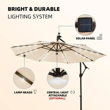 Load image into Gallery viewer, Deluxe 10ft Solar LED Offset Hanging Patio Umbrella - For Lawn, Garden, Poolside