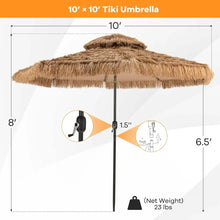 Load image into Gallery viewer, Lighted Patio Umbrella - 10ft with 32 LED Lights, 8 Ribs, Tilt Adjustment