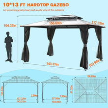 Load image into Gallery viewer, Durable 10x13ft Patio Gazebo - Aluminum Frame, Heavy-Duty Roof, Netting &amp; Curtains