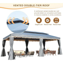 Load image into Gallery viewer, 10x20 Ft Outdoor Gazebo - Double Roof, Steel Frame, Netting, Shade Curtains for Garden