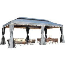 Load image into Gallery viewer, 10x20 Ft Outdoor Gazebo - Double Roof, Steel Frame, Netting, Shade Curtains for Garden