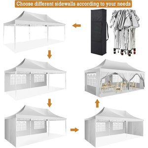 10'x20' Pop-Up Canopy Tent with 6 Removable Walls, Waterproof UV50+ Gazebo