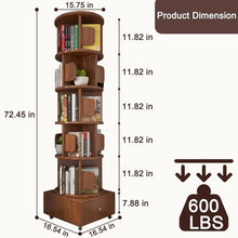 Load image into Gallery viewer, 6-Tier Rotating Bookshelf Tower: Spinning, 79&quot; Tall, 360° Narrow Display