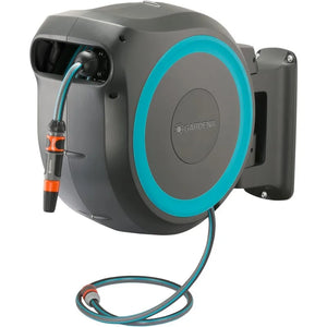 Heavy-Duty 115' Wall Mounted Hose Reel with Black Powder-Coated Finish