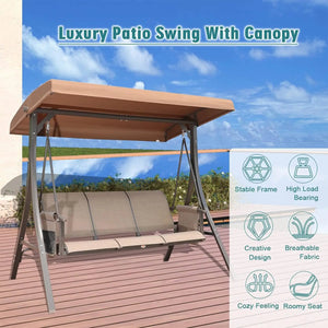 Outdoor 3-Person Patio Swing Chair | Weather-Resistant Garden Seating