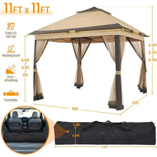 Load image into Gallery viewer, 11x11 Ft Outdoor Gazebo, Pop Up Canopy Shelter, Instant Patio Tent with 4 Sandbags