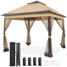 Load image into Gallery viewer, 11x11 Ft Outdoor Gazebo, Pop Up Canopy Shelter, Instant Patio Tent with 4 Sandbags