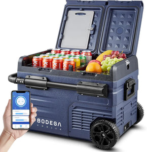 12 Volt 37 Quart (35L) Dual Zone Car Refrigerator, Portable Cooler Fridge with App Control, 2 Doors