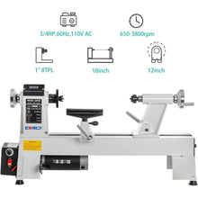 Load image into Gallery viewer, 12&quot; x 18&quot; Woodworking Lathe - 3/4HP, 650-3800 RPM Variable Speed, Includes Goggle