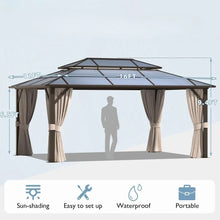 Load image into Gallery viewer, Large 12&#39;x16&#39; Outdoor Gazebo - Double Roof Canopy w/Curtains, Netting for Patio