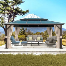 Load image into Gallery viewer, Large 12&#39;x16&#39; Outdoor Gazebo - Double Roof Canopy w/Curtains, Netting for Patio