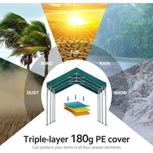 Load image into Gallery viewer, Heavy Duty 12x20 ft Party Tent, Carport/Garage Roof with 9.5-11 ft Adjustable Peak