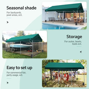 Heavy Duty 12x20 ft Party Tent, Carport/Garage Roof with 9.5-11 ft Adjustable Peak