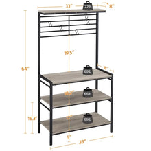 Load image into Gallery viewer, 4-Tier Gray Kitchen Baker&#39;s Rack with Hooks - Storage Solution for Cookware