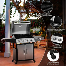 Load image into Gallery viewer, Stainless Steel 4-Burner Gas Grill BBQ Cabinet Style Propane with Side Burner