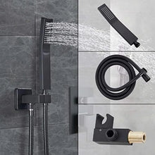 Load image into Gallery viewer, Elegant Black Shower Faucet Set w/ 8&quot; Rain Shower Head &amp; Handheld Spray