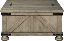 Load image into Gallery viewer, Farmhouse Square Coffee Table with Lift Top Storage, Grayish Brown, 36&quot; x 36&quot; x 18&quot;