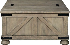 Farmhouse Square Coffee Table with Lift Top Storage, Grayish Brown, 36" x 36" x 18"