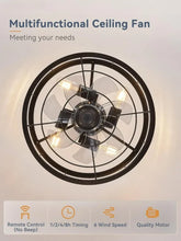 Load image into Gallery viewer, Farmhouse Ceiling Fan Light - 16.5&quot; Black Caged, Industrial Bladeless