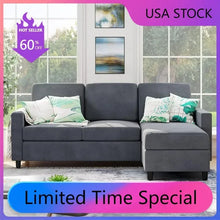 Load image into Gallery viewer, Convertible Sectional Sofa, Modern Linen Fabric L-Shaped Couch 3-Seat Sofa Sectional with Reversible Chaise