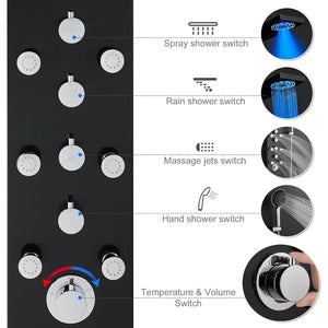 4-in-1 LED Lights Stainless Steel Shower Panel with LED Rainfall Shower Head, Shower Panel Tower System