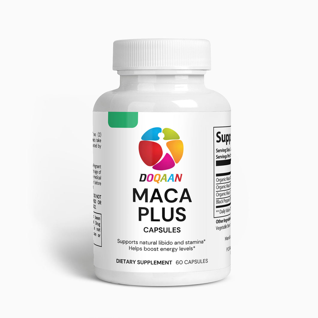 Maca Root Plus Capsules - Enhance Vitality, Mood, Hormonal Balance Natural Organic