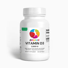 Load image into Gallery viewer, Vitamin D3 2,000 IU Capsules - For Bone Density Strength and Healthy Cell Growth