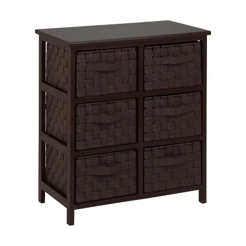 Black Woven Strap 6 Drawer Chest