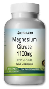 Magnesium Citrate 1100mg Serving 100% Pure 120 Capsules Big Bottle USA Shipping PL