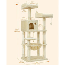 Load image into Gallery viewer, Cat Condo Cat Tower 56.3-Inch with Scratching Posts Hammock Plush Perch Light Gray UPCT