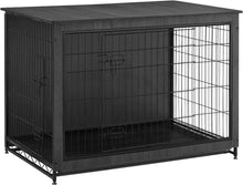 Load image into Gallery viewer, Modern Kennel Side End Table Dog Crate Furniture Double-Door Dog House Ink Black 80 lb