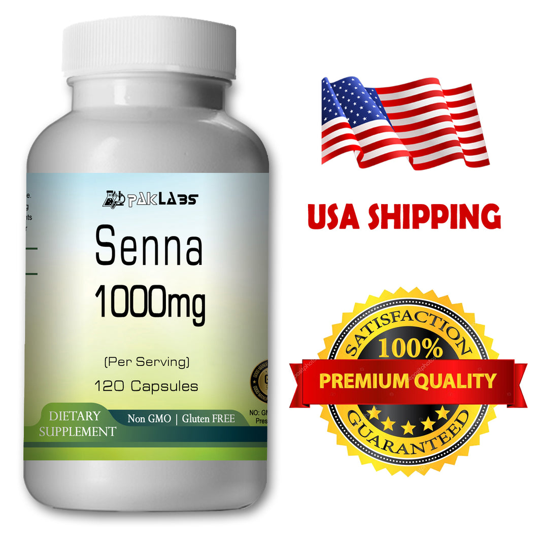 Senna Leaves 1000 mg High Potency 120 Capsules New Bottle 500mg BIG HUGE BOTTLE PL